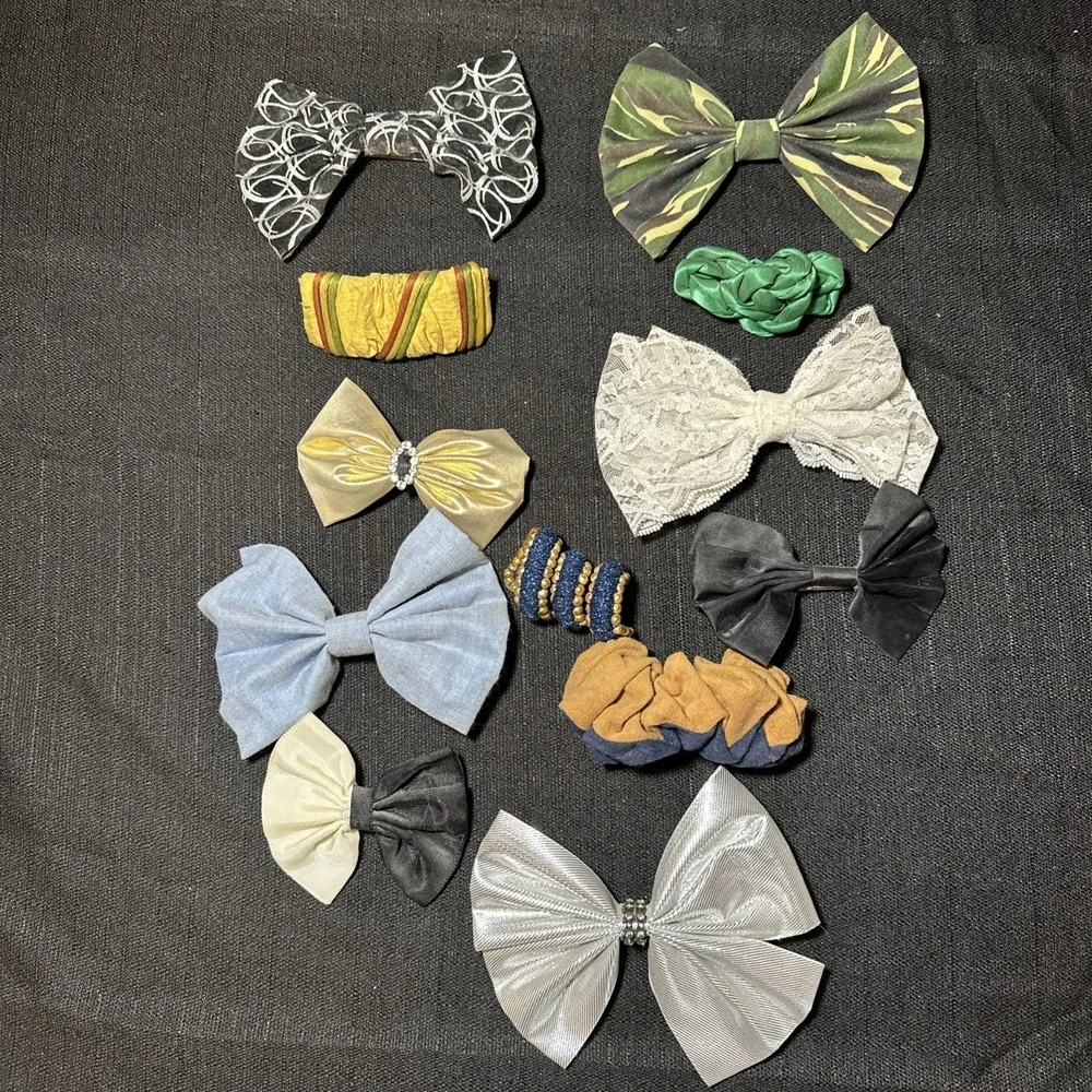 Vintage Lot Of 12 Hair Barrettes / Accessories 80s 90s Metal Clasp Multi Color